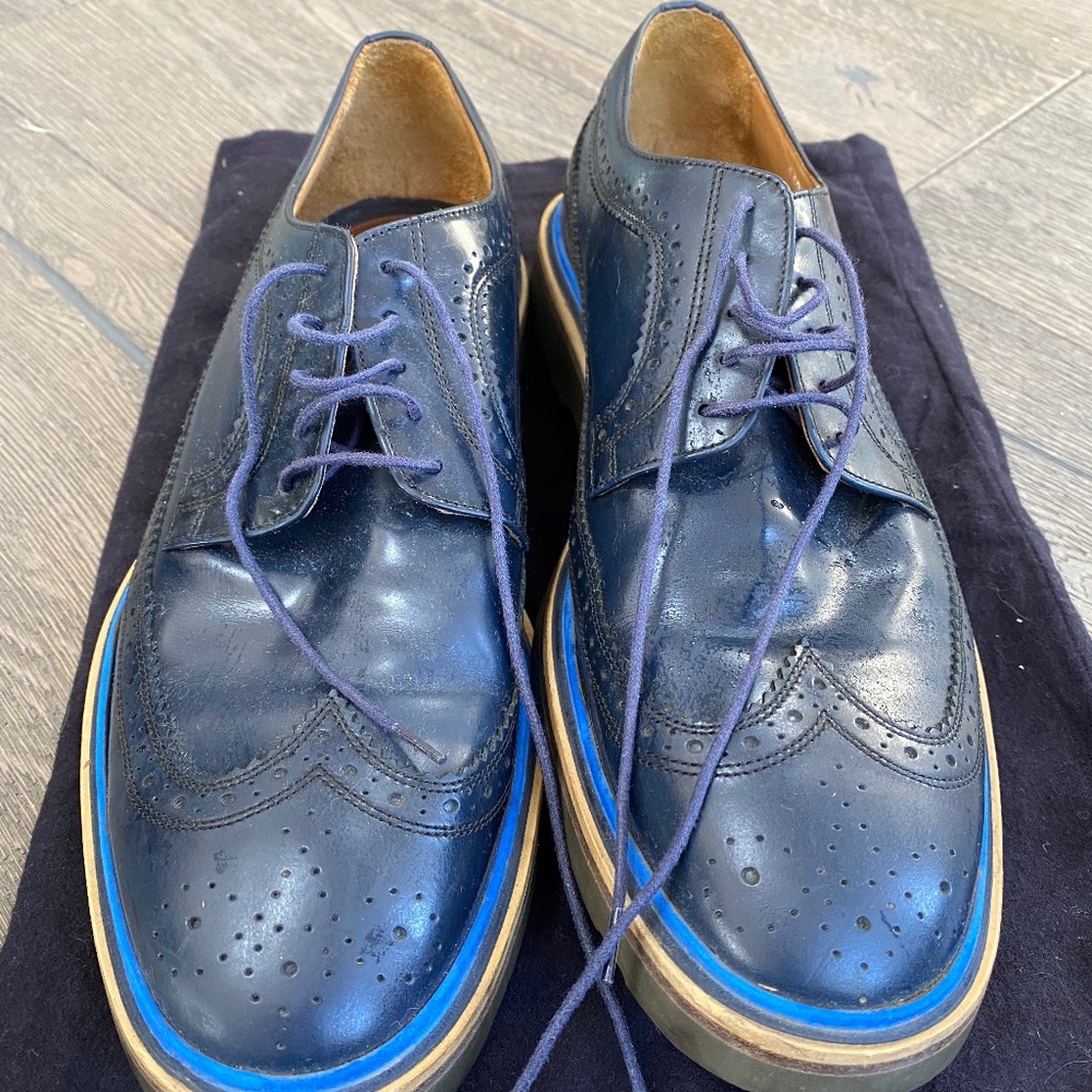 Men's Paul Smith Navy Blue  Oxford/Brogue Dress Shoes Sz 42 / 9